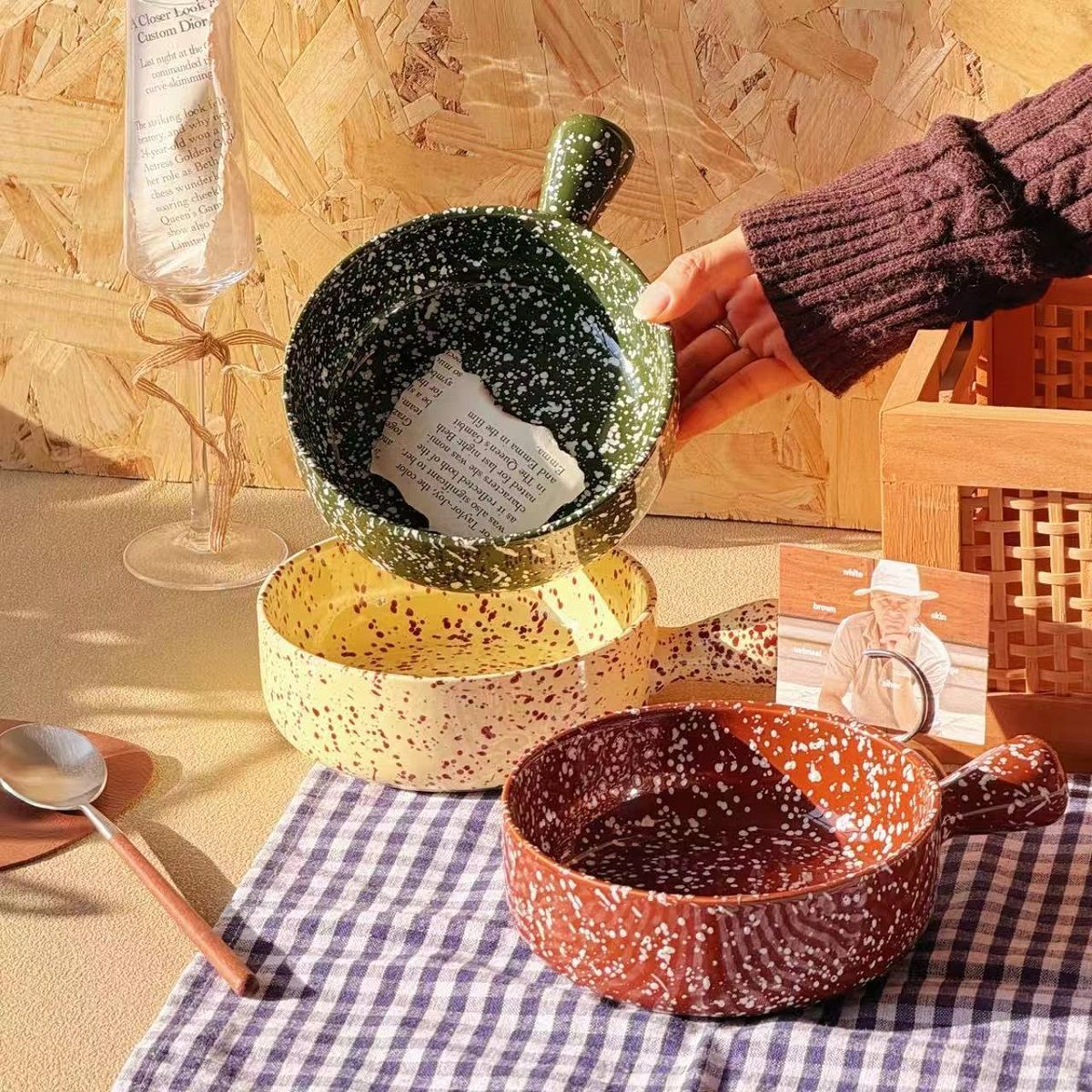 Ink Splatter Handled Noodle Bowl