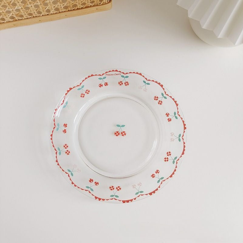 Cherry Gingham Rim Dessert Plate