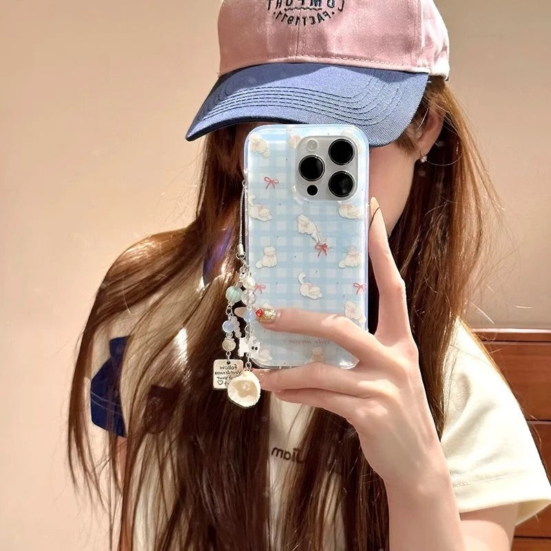 Gingham Bow Cat Phone Case
