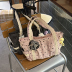 Lace Trim Dotted Tote