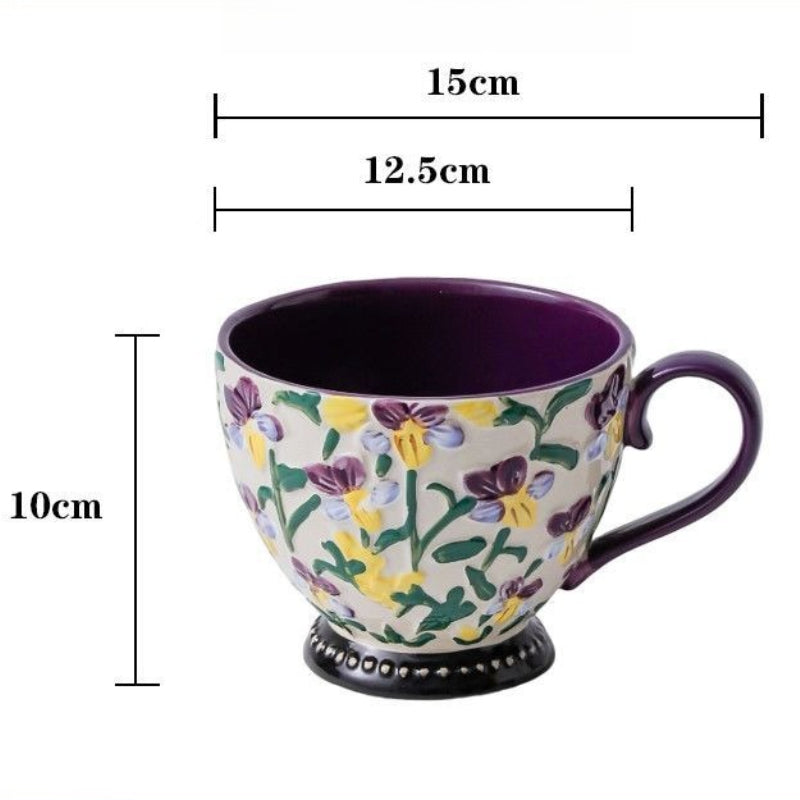 Embossed Floral Breakfast Mug