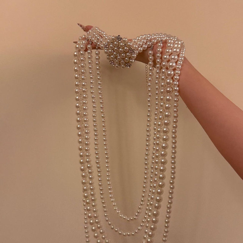 Layered Beaded Necklace Earring Set - Modomu