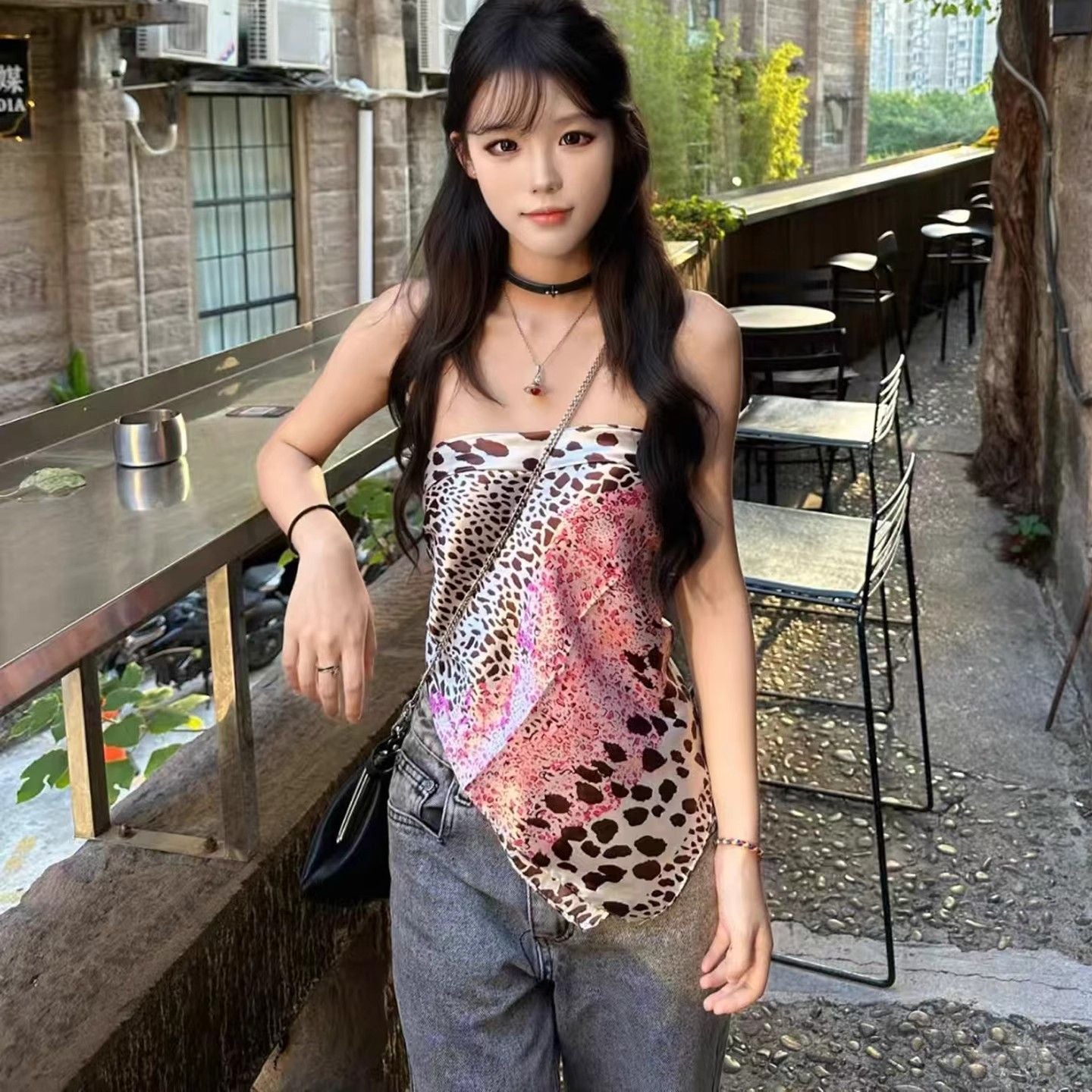 Leopard Print Silk Scarf Tube - Modomu