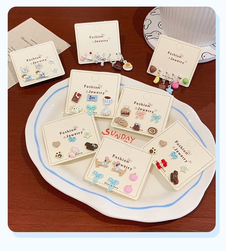 Sweet Puppy Stud Earrings Set - Modomu