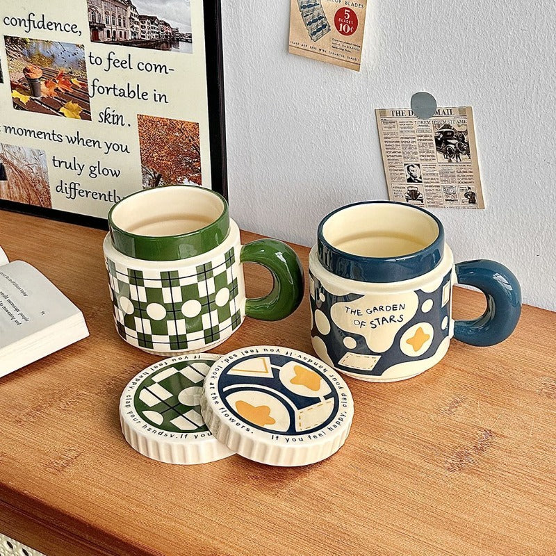 Retro Lidded Ceramic Mug