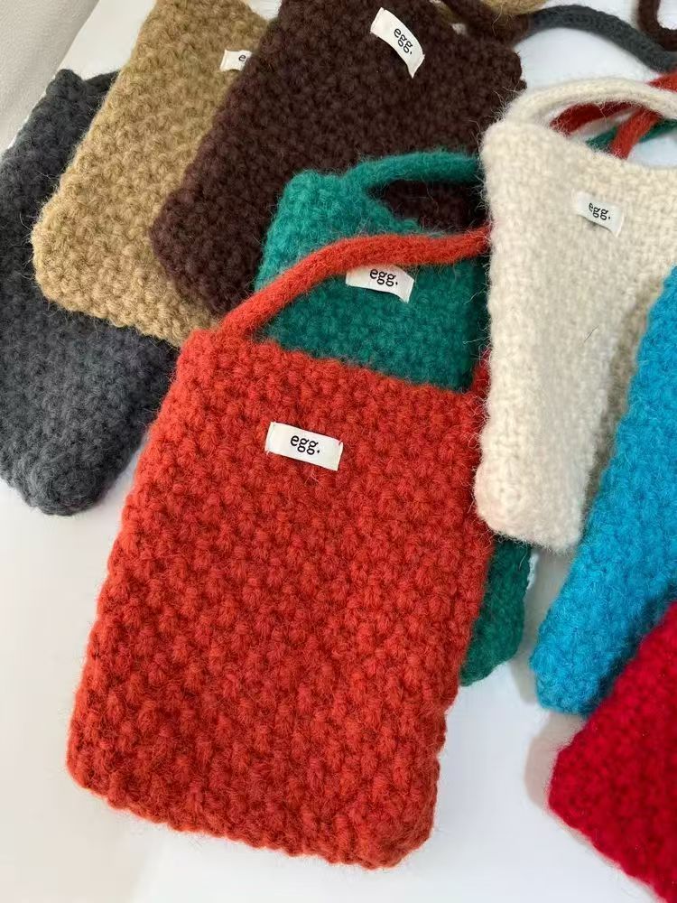 Popcorn Knit Phone Crossbody Bag