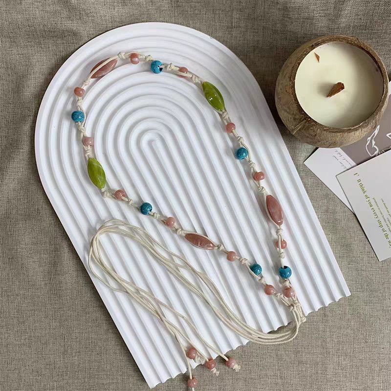 Beaded Tassel Tie Belt