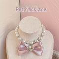Pet Pearl Bow Necklace Collar