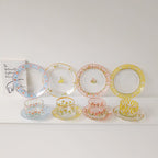 Chequer Print Glass Cup and Saucer