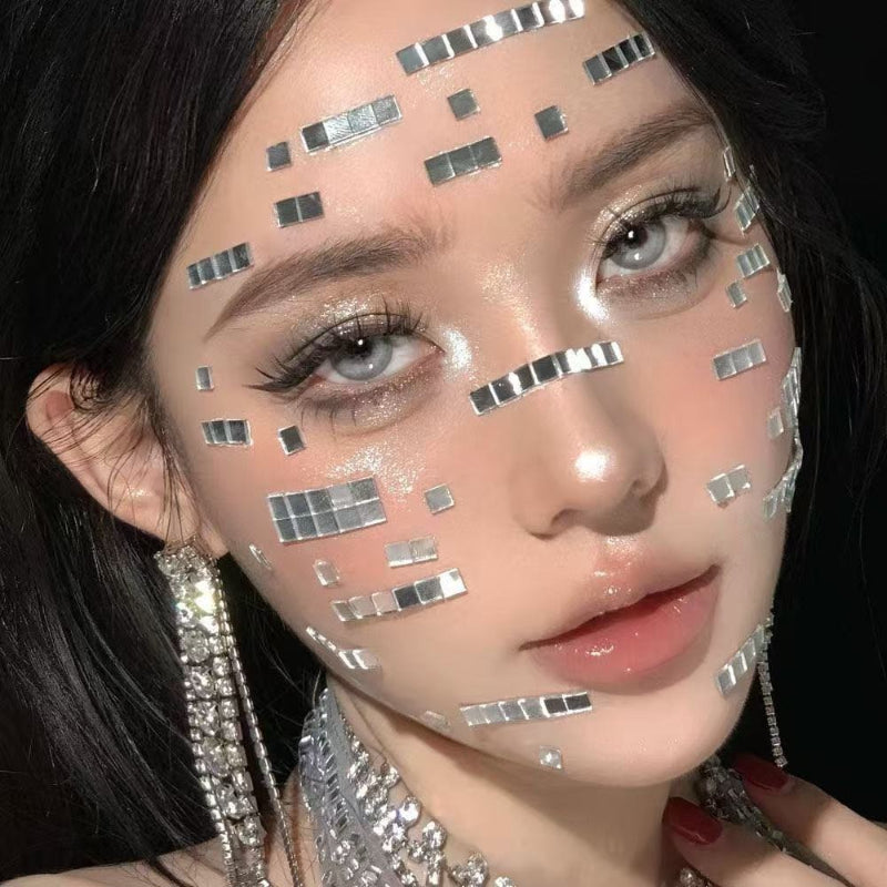 Square Mirror Face Gems Stickers