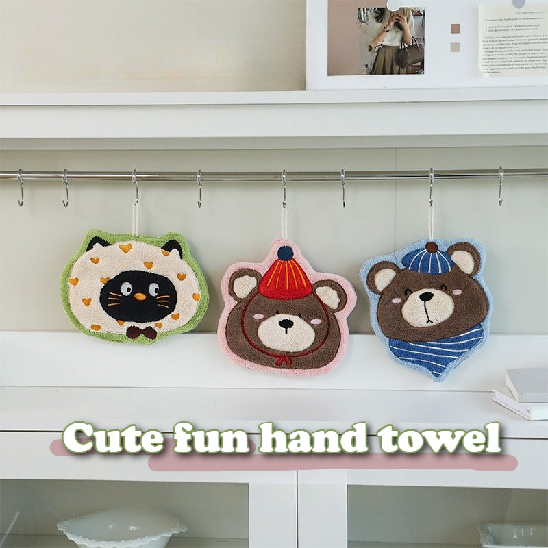 Cartoon Hanging Hand Towel - Kitten and Bear - Modomu