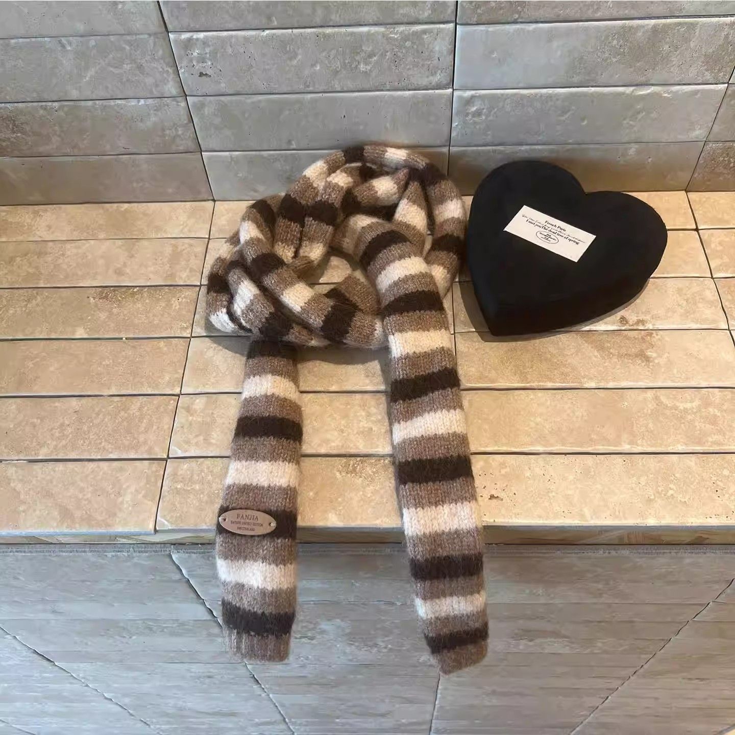 Y2K Knit Striped Long Scarf - Modomu