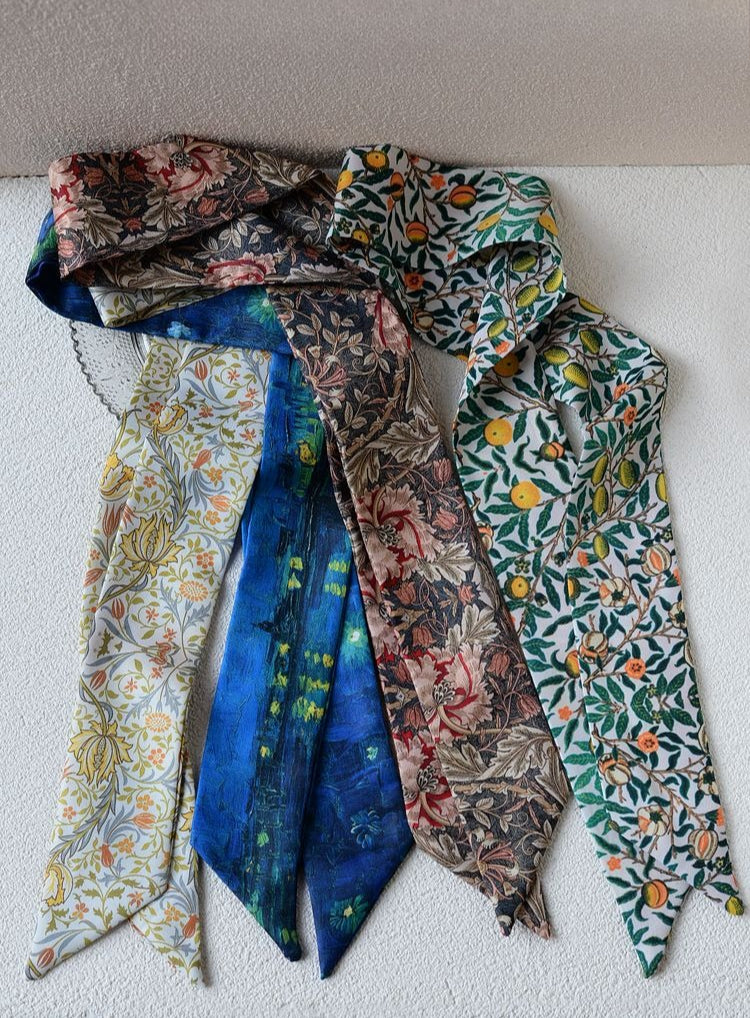 Art Print Narrow Silk Tie