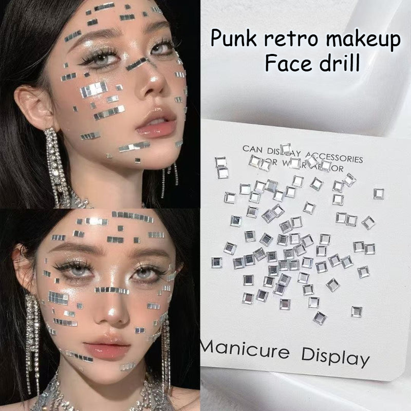 Square Mirror Face Gems Stickers