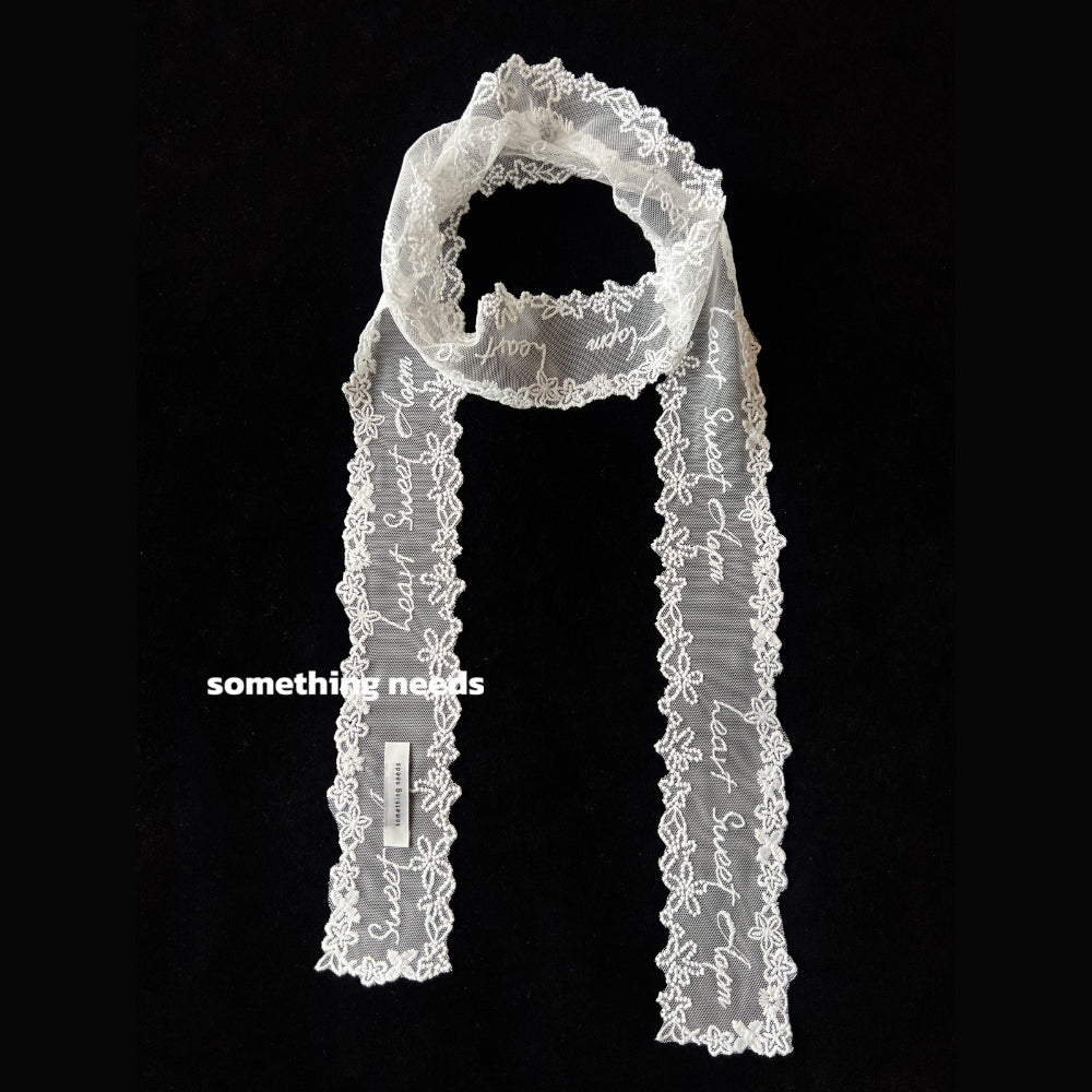 French Lace Narrow Scarf Wrap
