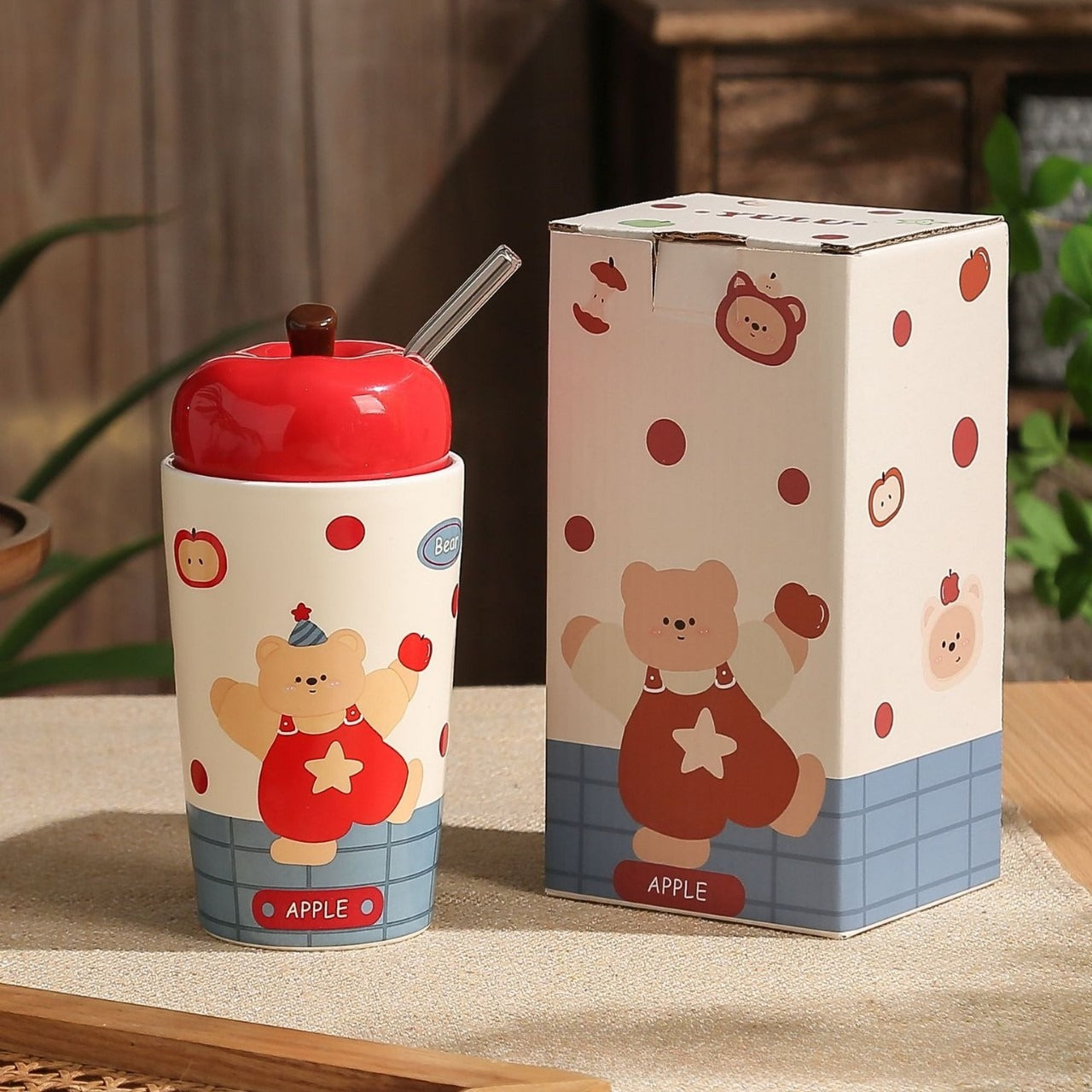 Ceramic Mug With Lid Straw - Modomu