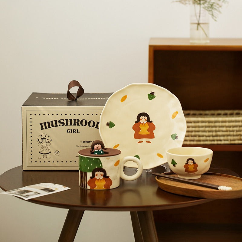 Retro Girl Ceramic Tableware Set - Modomu