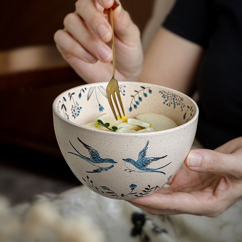 Speckled Glaze Hand-Painted Rice Bowl