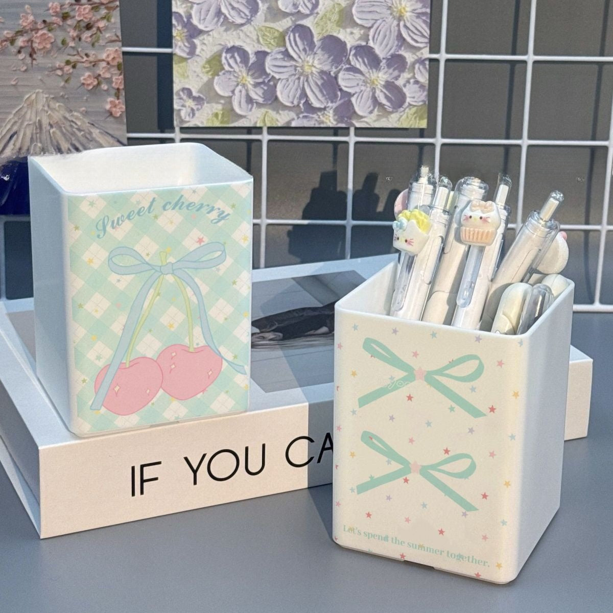 Bow Cherry Desktop Pen Holder