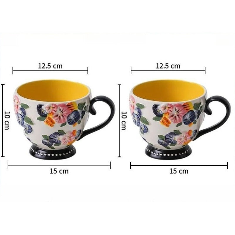 Embossed Floral Breakfast Mug