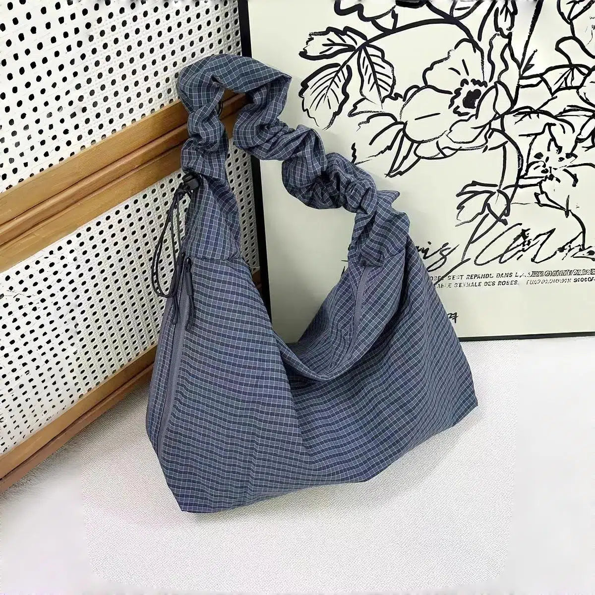 Pleated Plaid Retro Tote Bag - Modomu