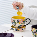 Embossed Floral Breakfast Mug