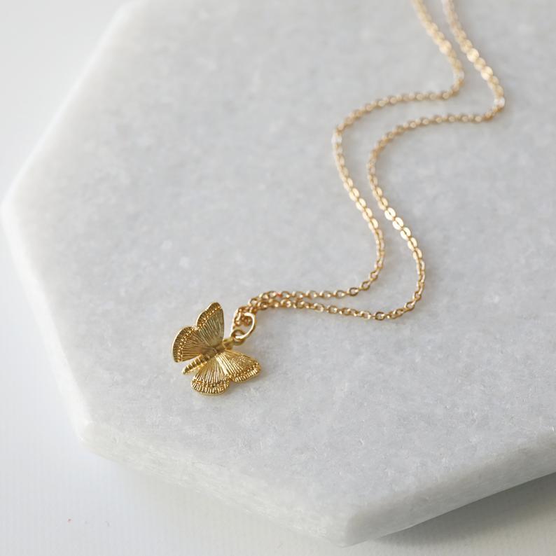 Silver Retro Butterfly Necklace