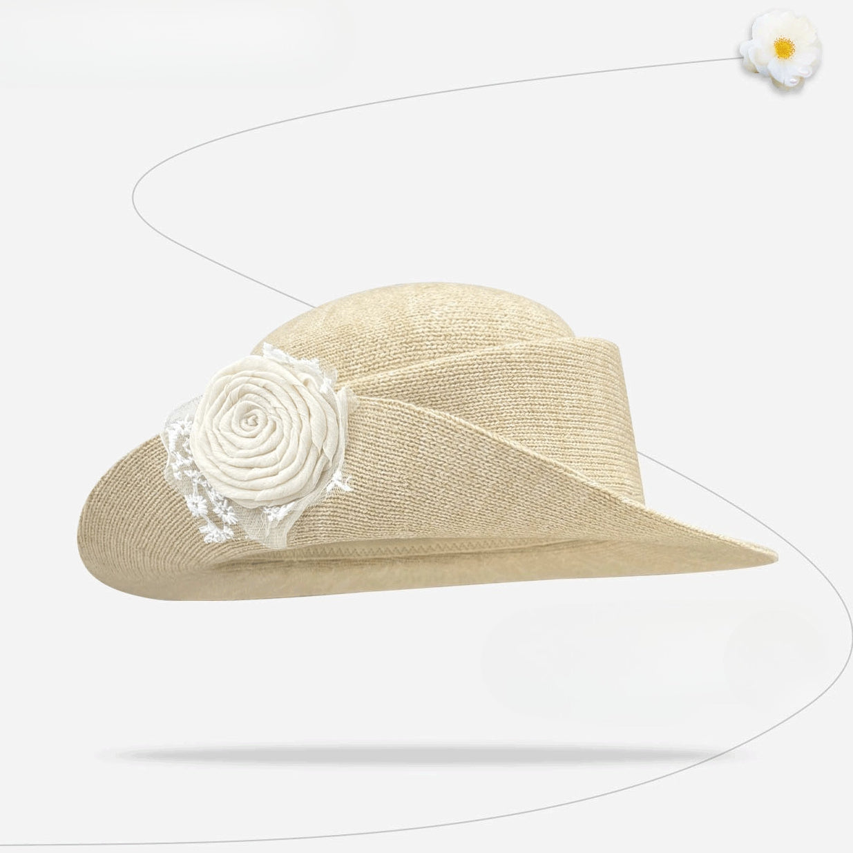 Pearl Flower Wide Brim Hat - Modomu