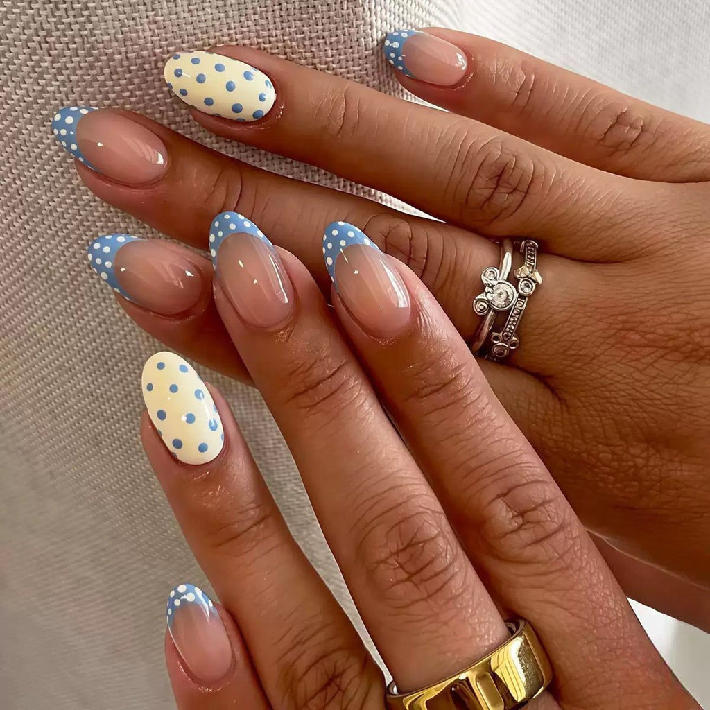 Blue Polka Dot Press-on Nails