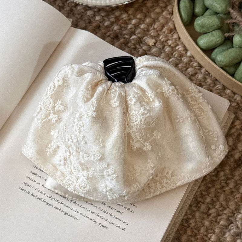 Embroidered Lace Ponytail Clip