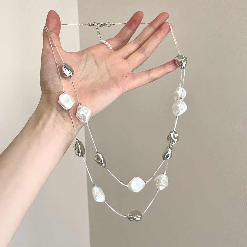 Irregular Long Beaded Necklace - Modomu