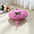 Faux Leather Pet Beret Hat