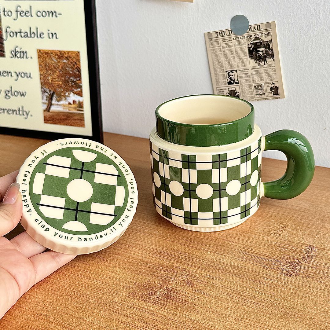 Retro Lidded Ceramic Mug