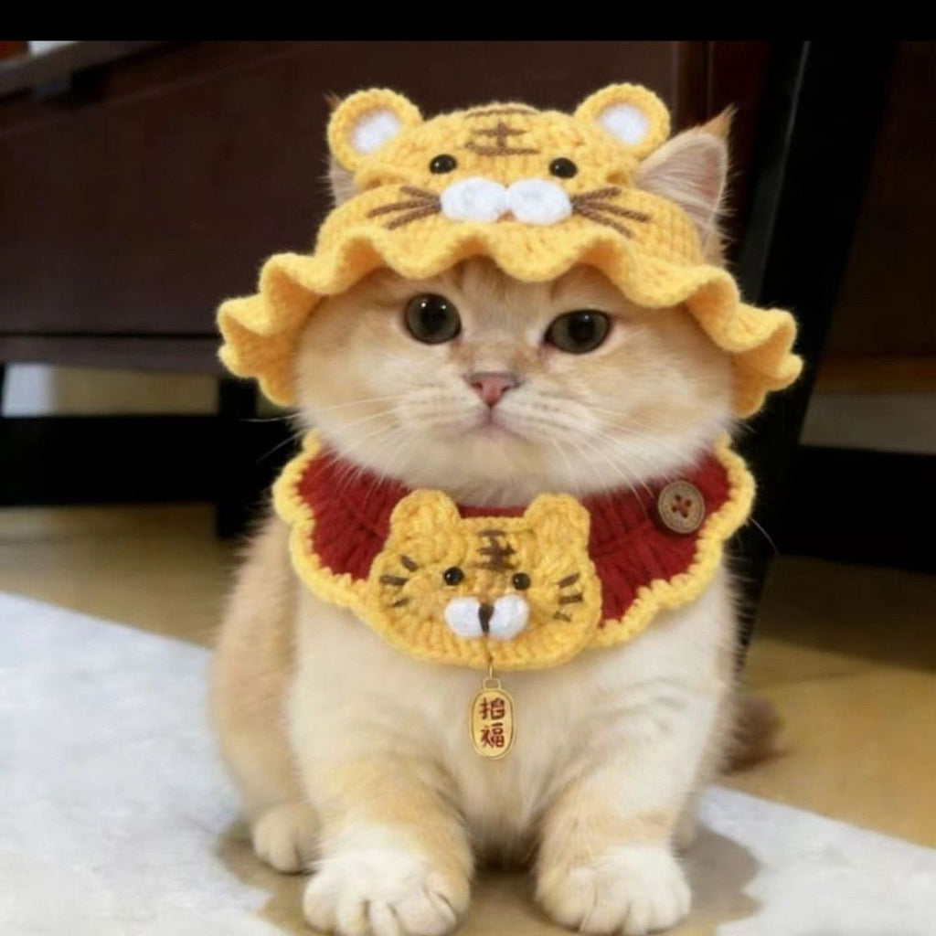 Festive Pet Tiger Head Scarf