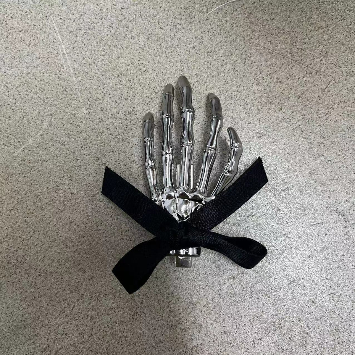 Skeleton Hand Bow Hair Clip