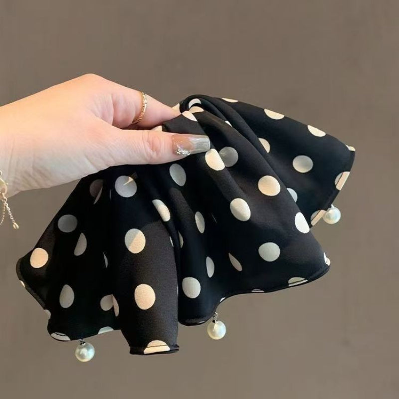 Polka Dot Satin Scrunchie