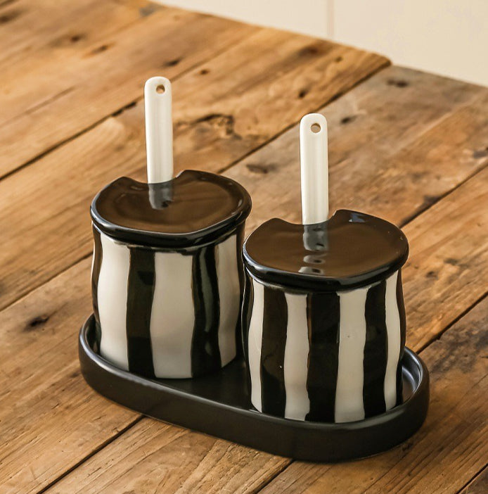Striped Ceramic Seasoning Jar Set - Modomu