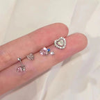 Minimal Heart Stud Earrings Set - Modomu