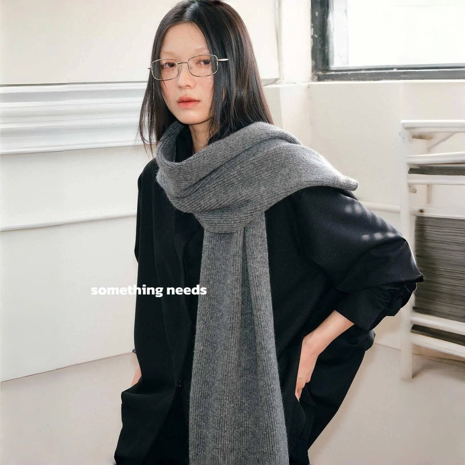 Knitted Wool Shawl Scarf