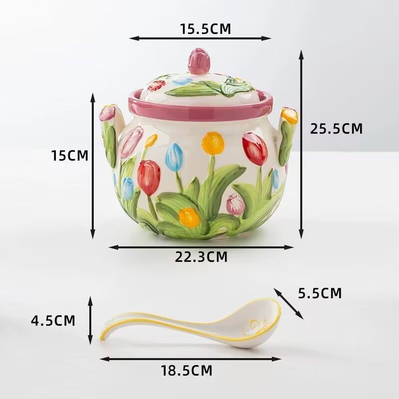 Embossed Floral Condiment Jar