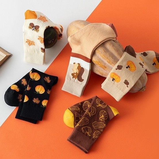 Autumn Pumpkin Crew Socks