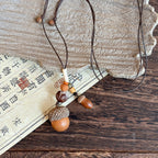 Retro Wooden Acorn Pendant Necklace