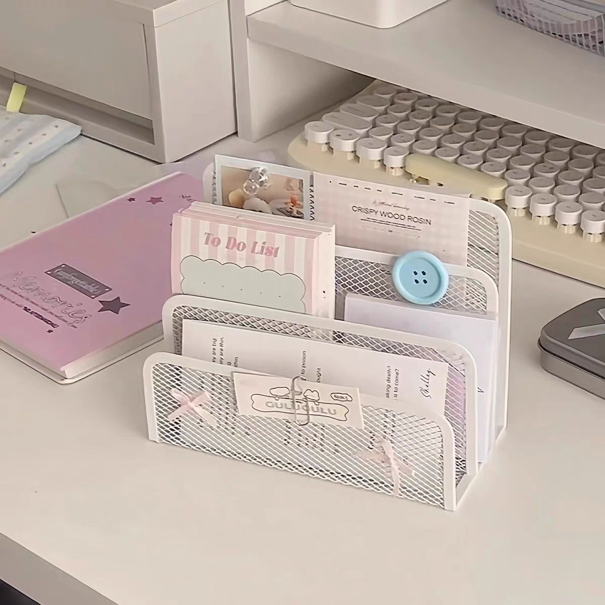 Mesh Desktop File Organizer Rack