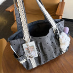Lace Trim Dotted Tote