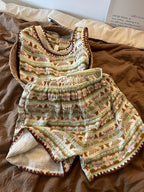 Brown Multi Stripe set - elastic waistband detail