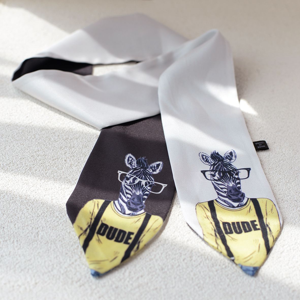 Animal Print Square Silk Tie - Modomu