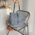 Floral Gingham Canvas Tote