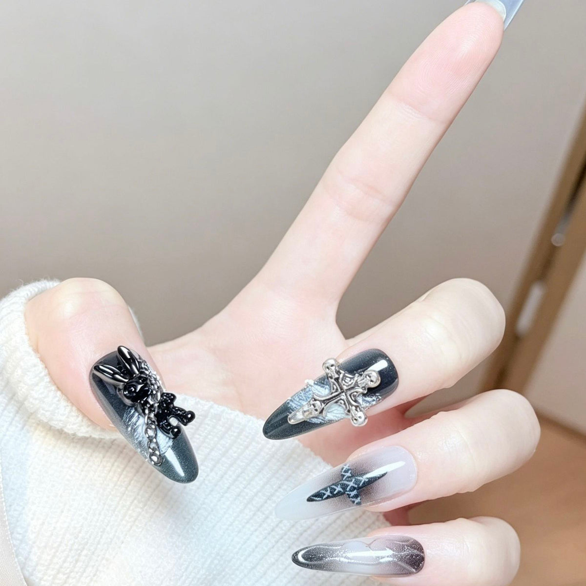 Gothic Smoke Cross Press-on Nails
