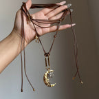 Sun Moon Braided Rope Necklace