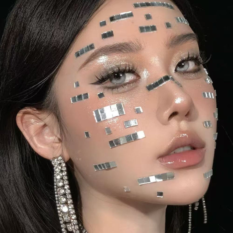 Square Mirror Face Gems Stickers